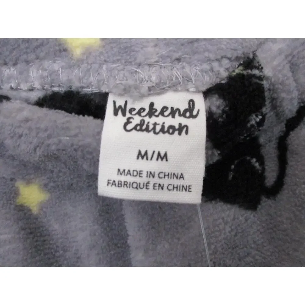 Weekend Edition NWT Gray Cat Print Cozy Elastic Cuff‎ Pajama Pants Unisex Size M